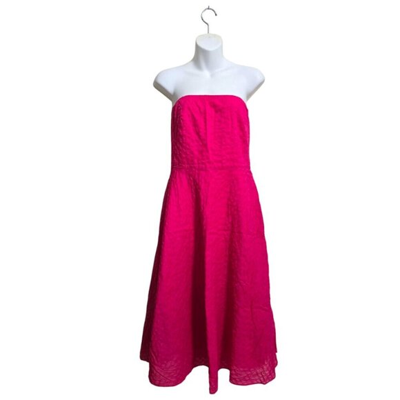 J. Crew Hot Pink Deco Dot Strapless A-Line Mini Dress Sz 10 - Picture 2 of 13